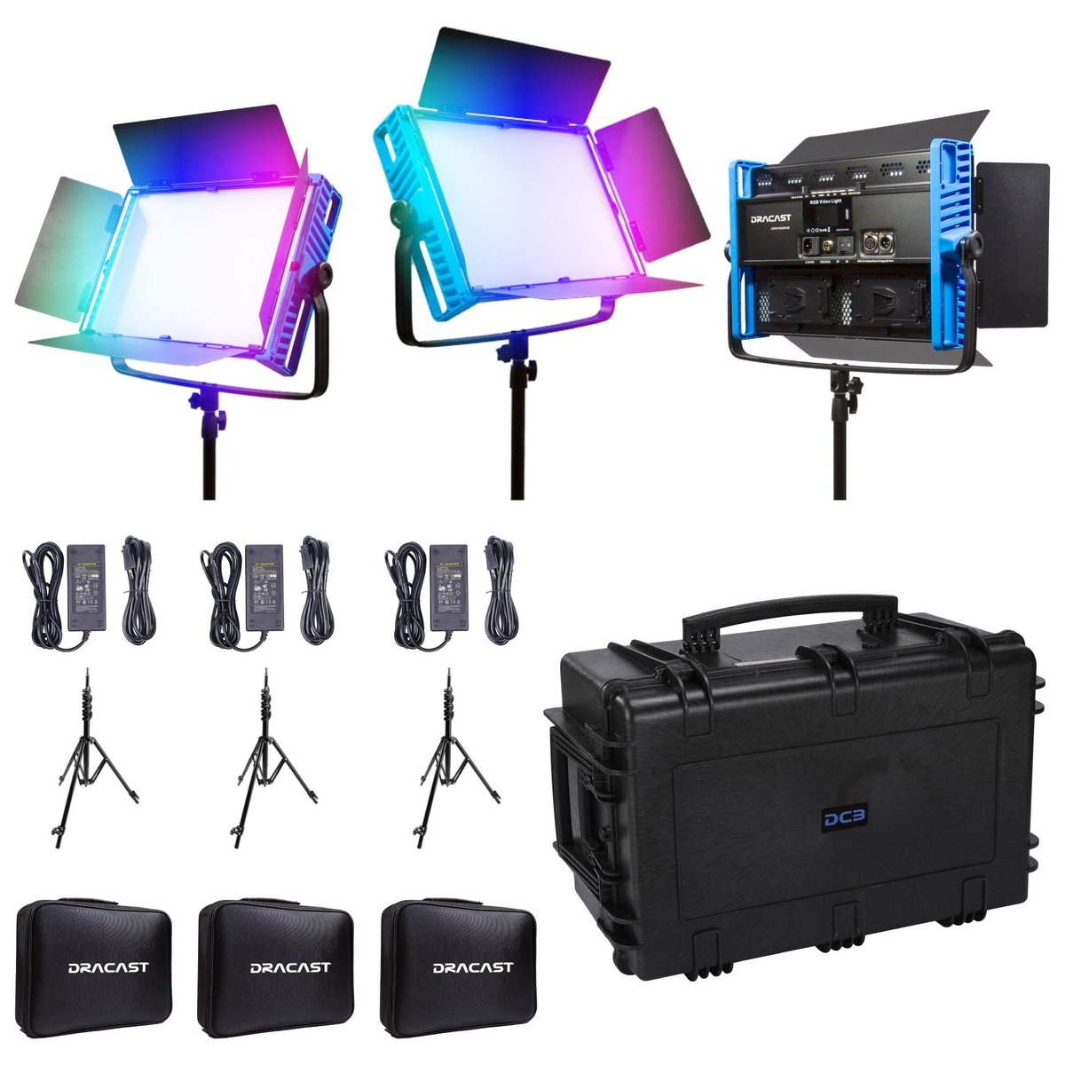 Dracast Kala Plus Series LED3000 RGBWW LED 3 Light Kit with Injection Molded Travel Case - view 2