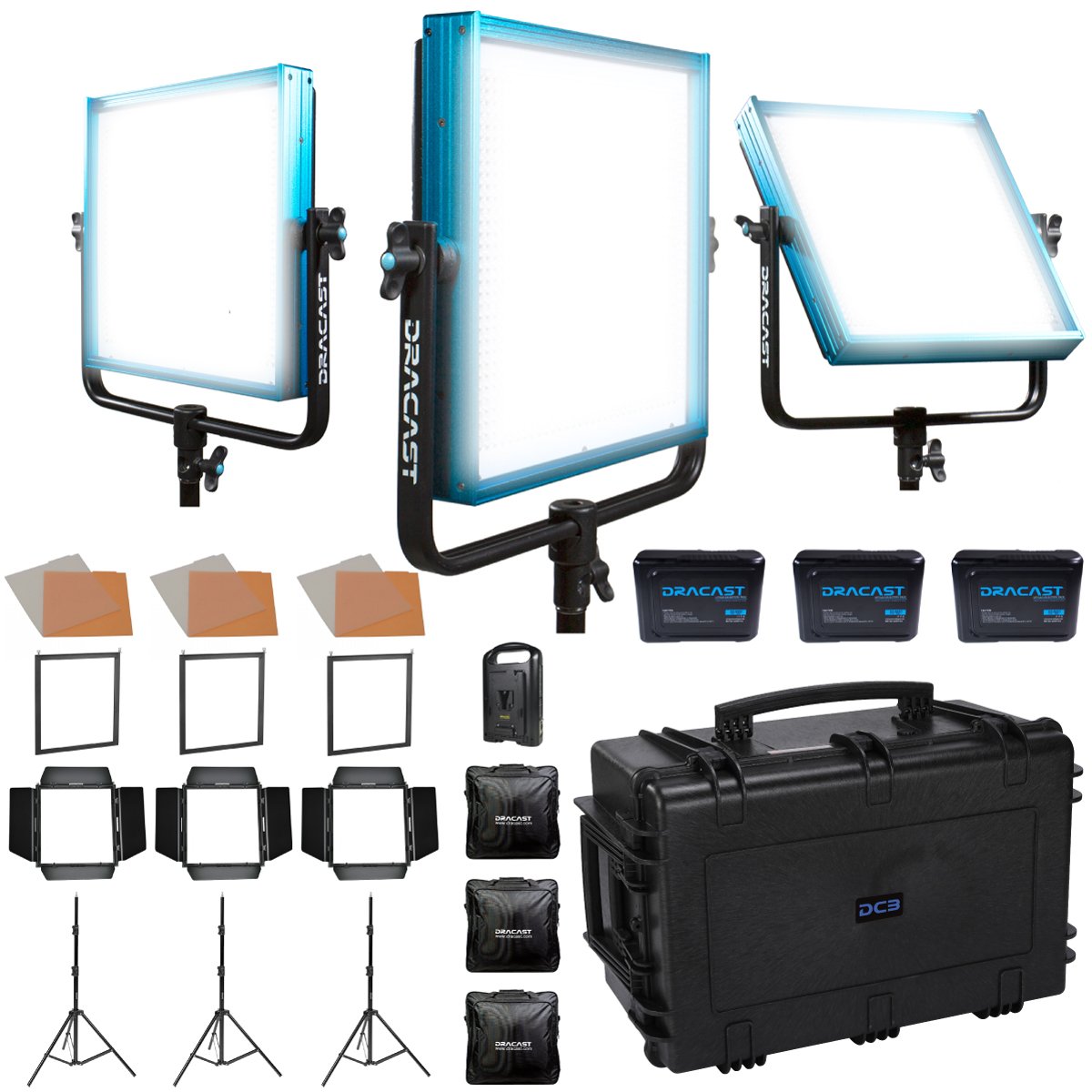 Dracast Plus Series Studio Kit - Daylight LED 3 Light Kit