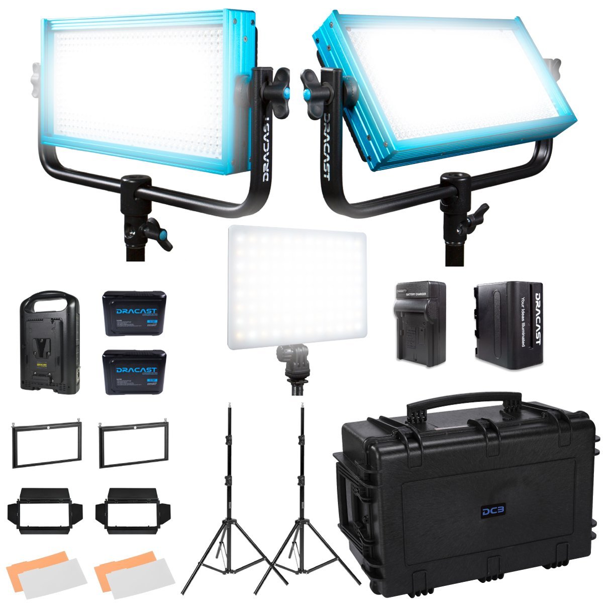 Dracast Pro Series Interview Kit - Daylight LED 3 Light Kit product image