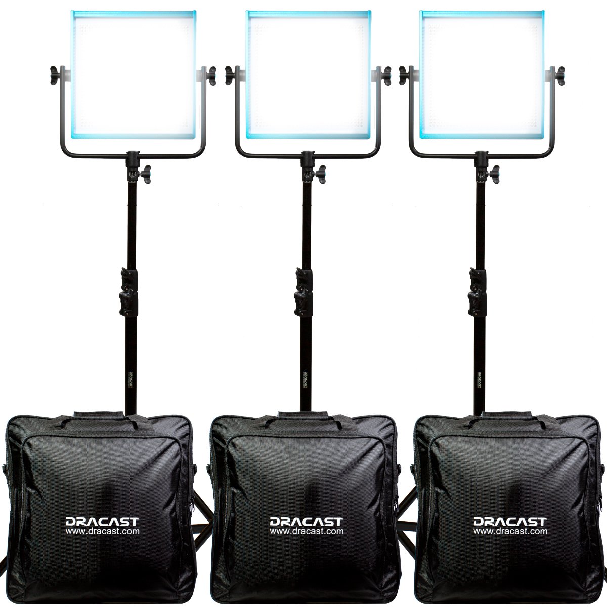 Dracast Pro Series LED1000 Daylight LED 3 Light Kit and Light Stands - view 2