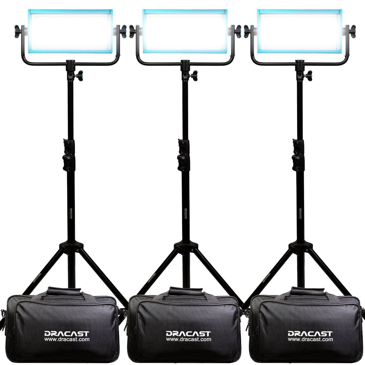 Dracast Pro Series LED500 Daylight LED 3 Light Kit and Light Stands - view 2