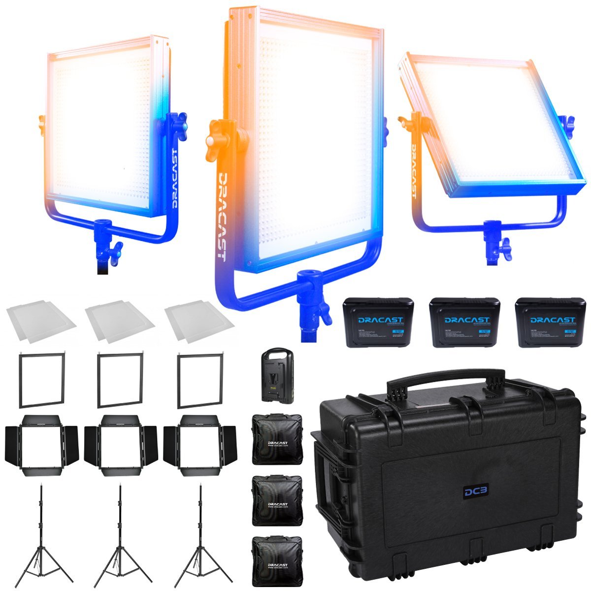 Dracast Pro Series Studio Kit - Bi-Color LED 3 Light Kit