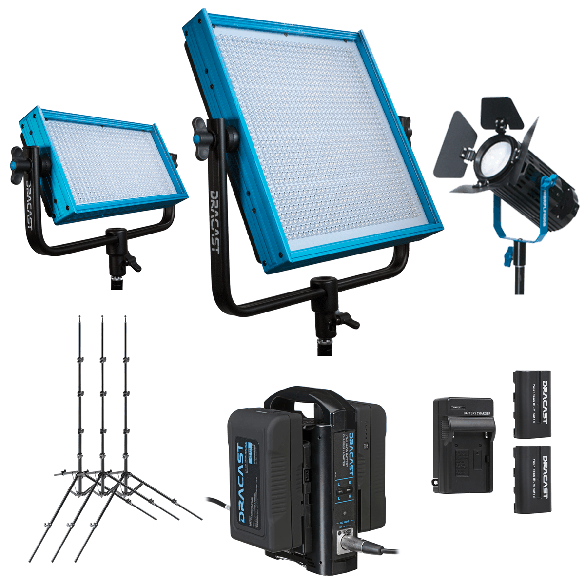 Dracast Remote Newsroom Studio Basics Kit (Bicolor 3200K - 5600K, Gold Mount) product image