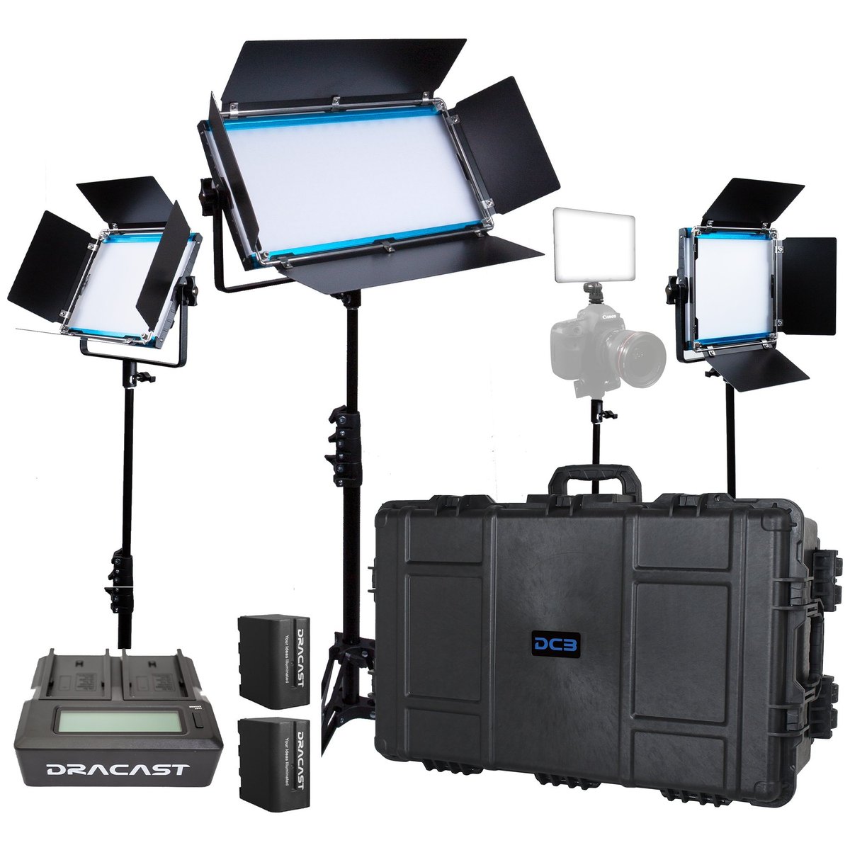 Dracast X Series LED Lighting Kit 1 (x2 DRX500BN, x1 DRX1000BN, x1 DRX240B, 7975 Travel Case) product image