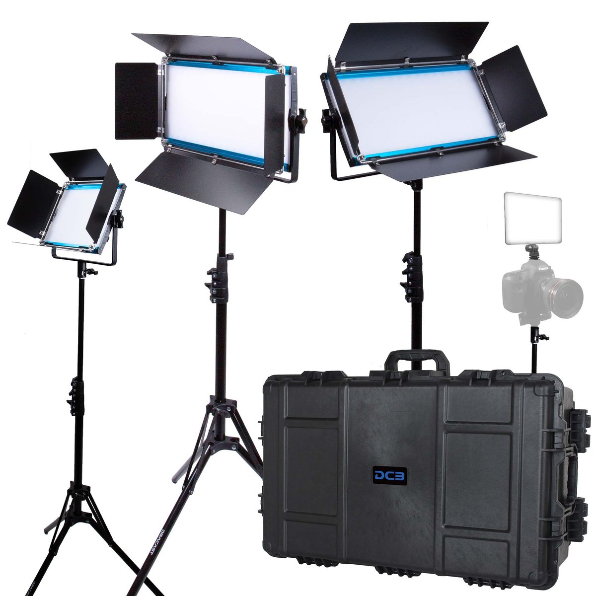 Dracast X Series LED Lighting Kit 2 (x1 DRX500BN, x2 DRX1000BN, x1 DRX240B, 7975 Travel Case) product image