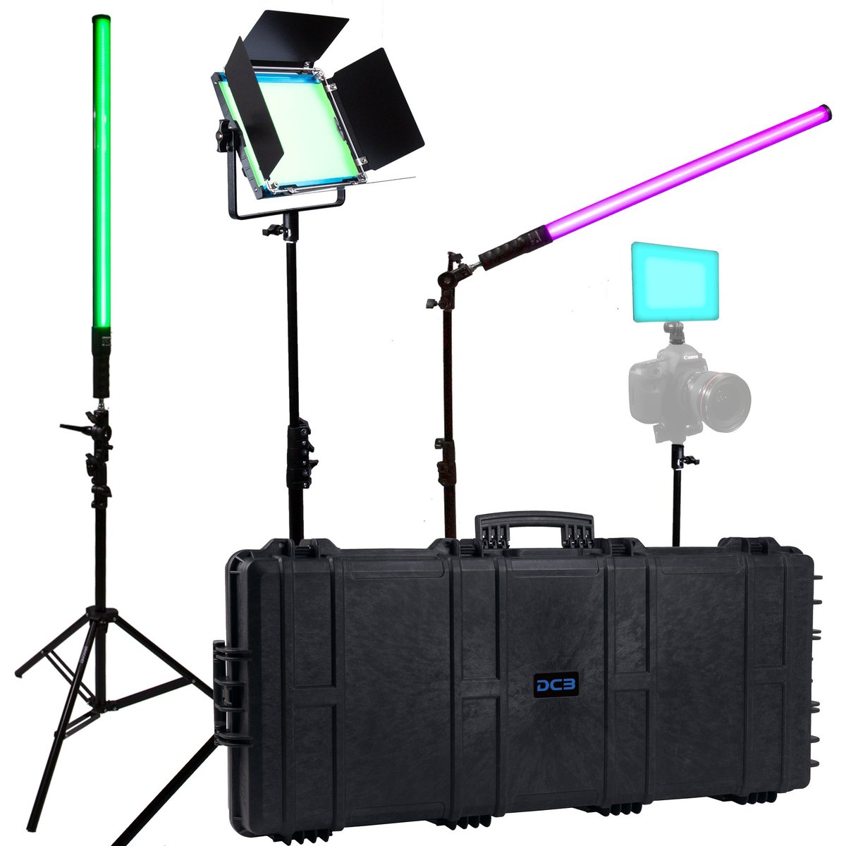 Dracast X Series LED Lighting Kit 20 (x1 DRX500RGB, x1 DRX240RGB, x2 DRXLT800, 1190 Travel Case) product image