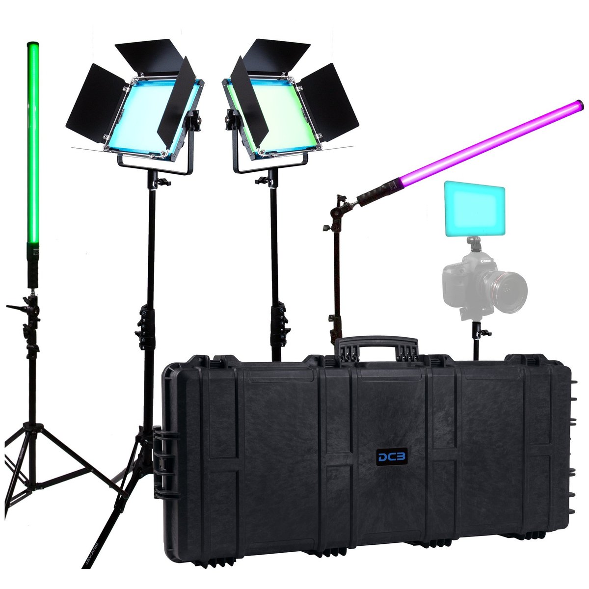 Dracast X Series LED Lighting Kit 22 (x2 DRX500RGB, x1 DRX240RGB, x2 DRXLT800, 1190 Travel Case) product image