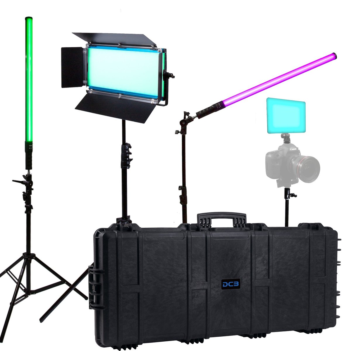 Dracast X Series LED Lighting Kit 24 (x1 DRX1000RGB, x1 DRX240RGB, x2 DRXLT800, 1190 Travel Case) product image