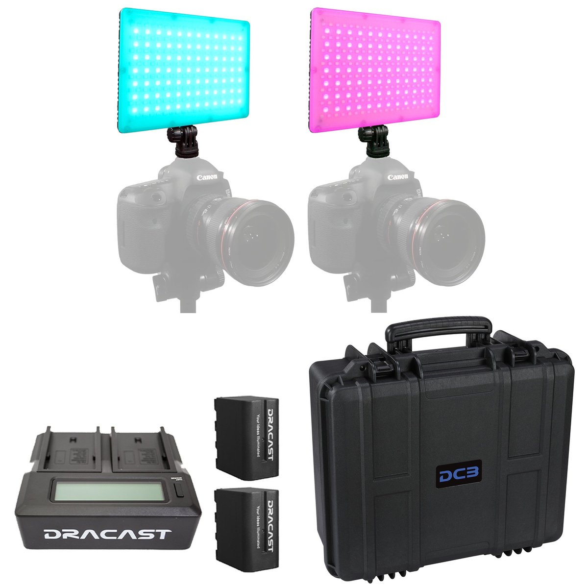 Dracast X Series LED Lighting Kit 27 (x2 DRX240RGB, Battery Kits, 4914F Travel Case) product image