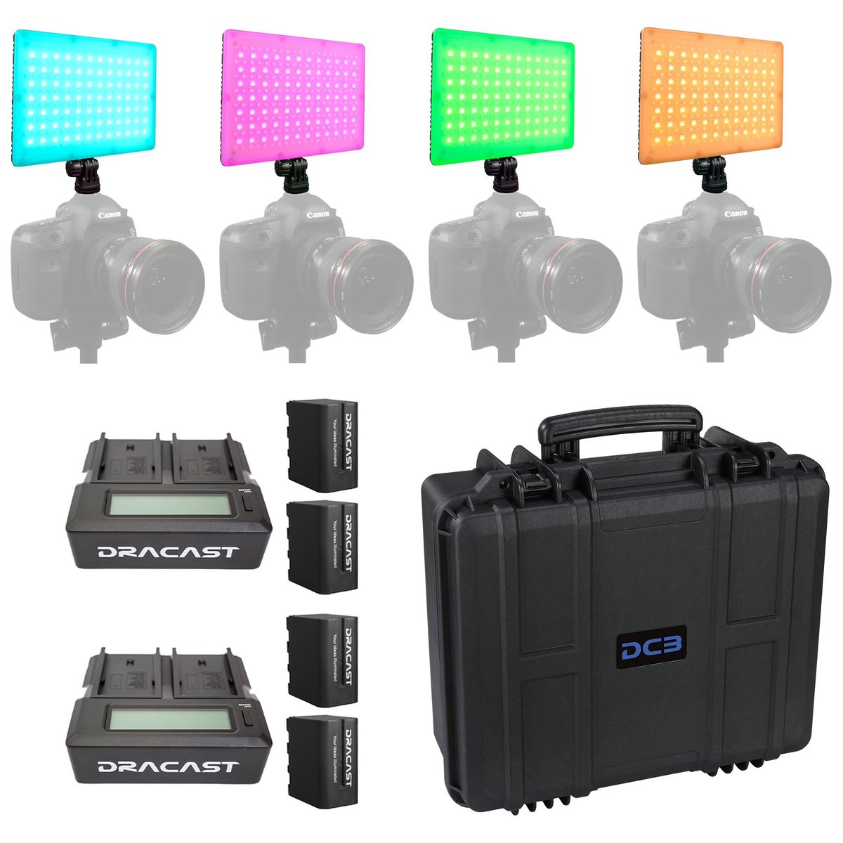 Dracast X Series LED Lighting Kit 29 (x4 DRX240RGB, Battery Kits, 4914F Travel Case) product image