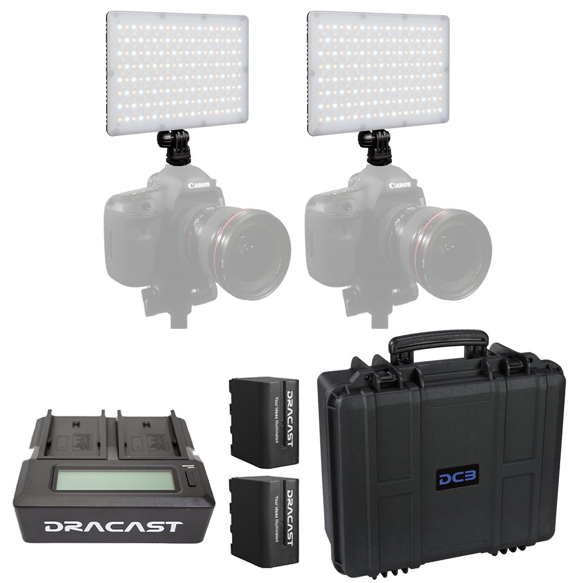 Dracast X Series LED Lighting Kit 30 (x2 DRX240B, Battery Kits, 4914F Travel Case) product image