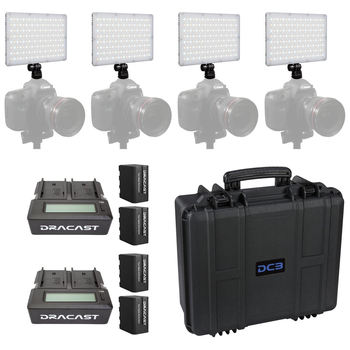 Dracast X Series LED Lighting Kit 32 (x4 DRX240B, Battery Kits, 4914F Travel Case) product image