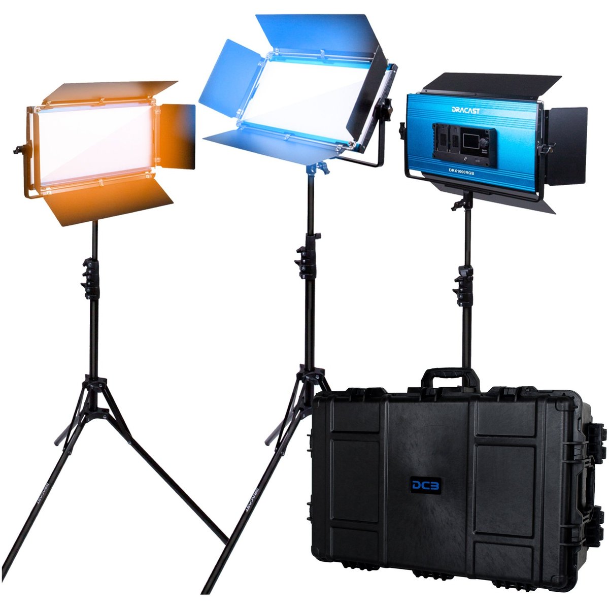 Dracast X Series LED1000 Bi-Color LED 3 Light Kit with Injection Molded Travel Case product image