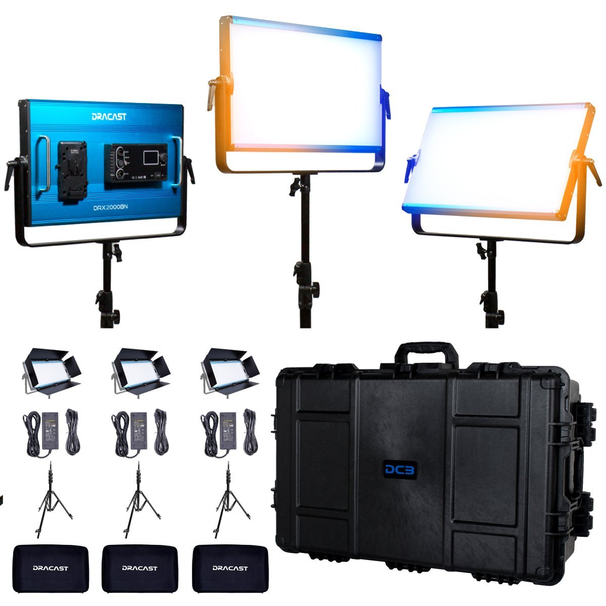 Dracast X Series LED2000 Bi-Color LED 3 Light Kit with Injection Molded Travel Case - view 2