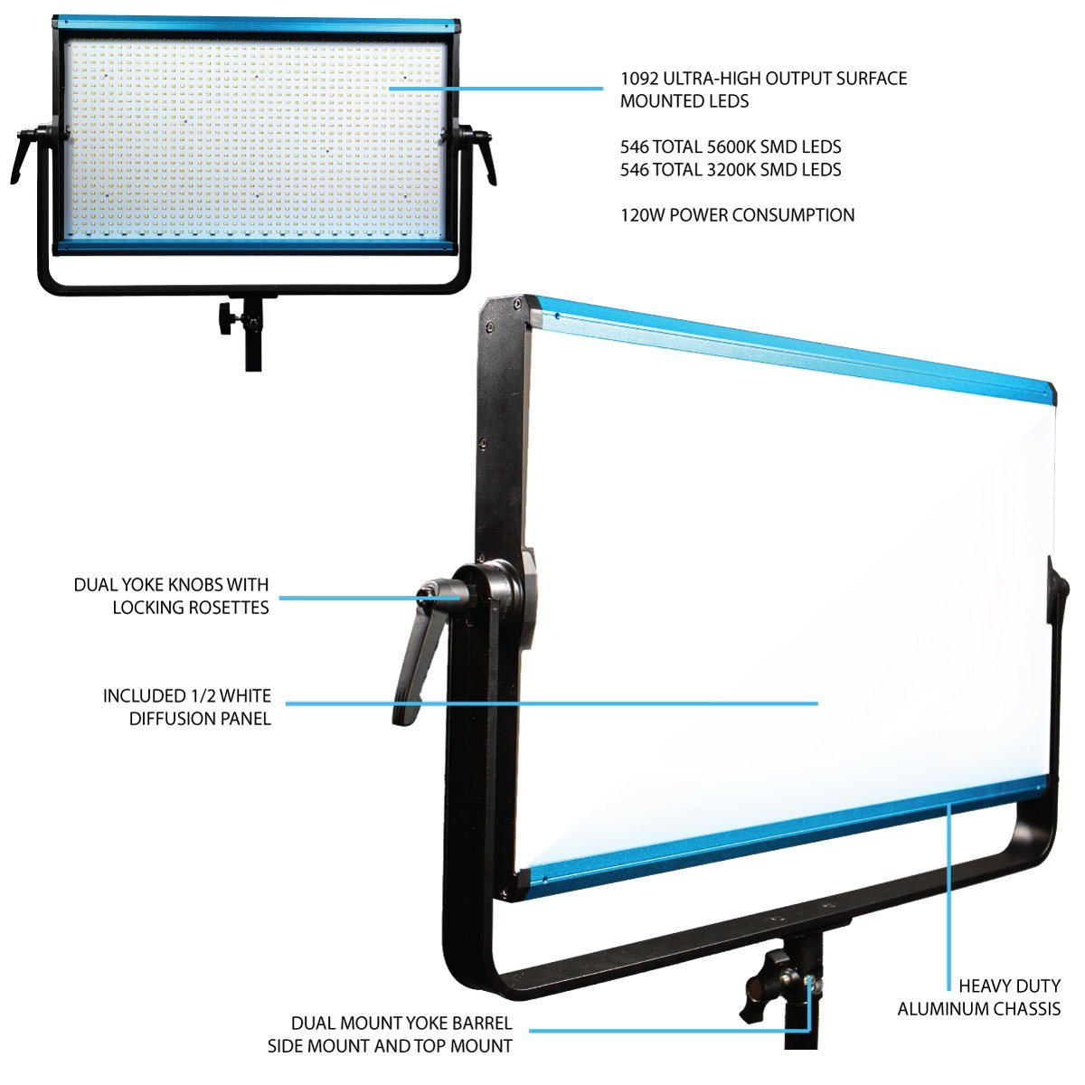 Dracast X Series LED2000 Bi-Color LED 3 Light Kit with Injection Molded Travel Case - view 3