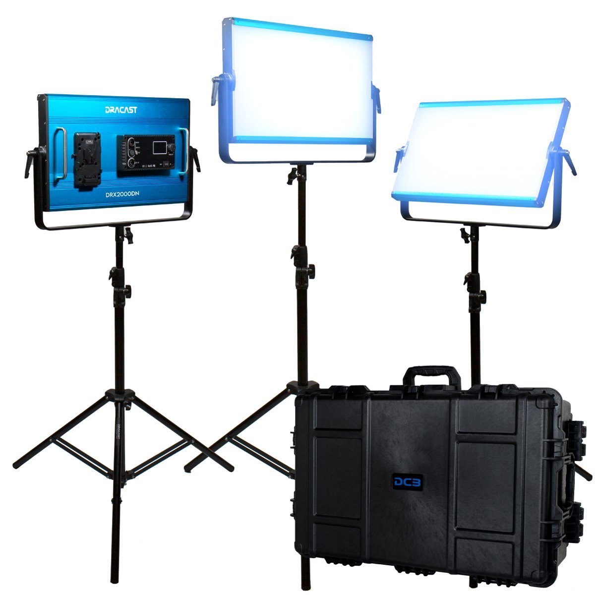 Dracast X Series LED2000 Daylight LED 3 Light Kit with Injection Molded Travel Case product image
