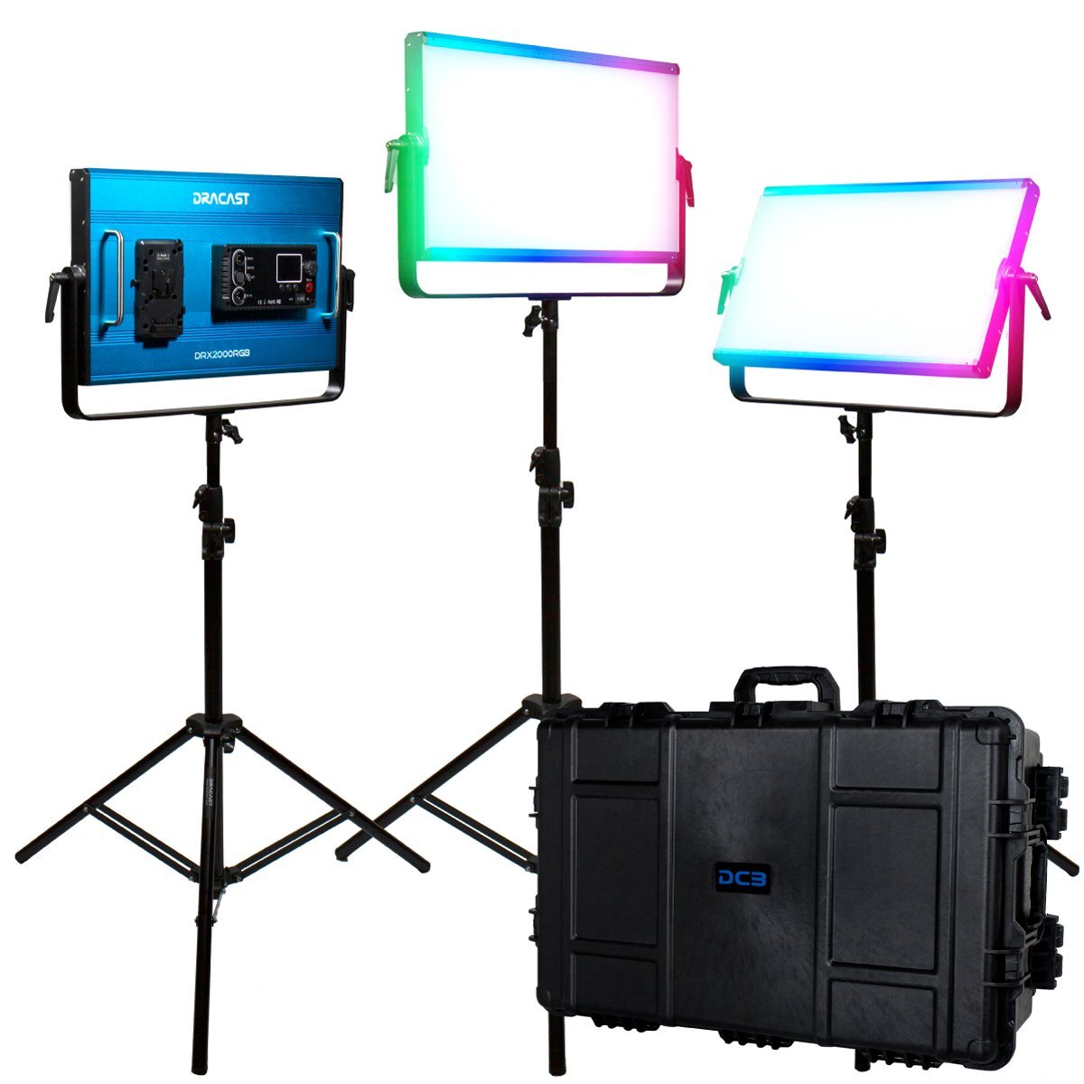 Dracast X Series LED2000 RGB and Bi-Color LED 3 Light Kit with Injection Molded Travel Case product image