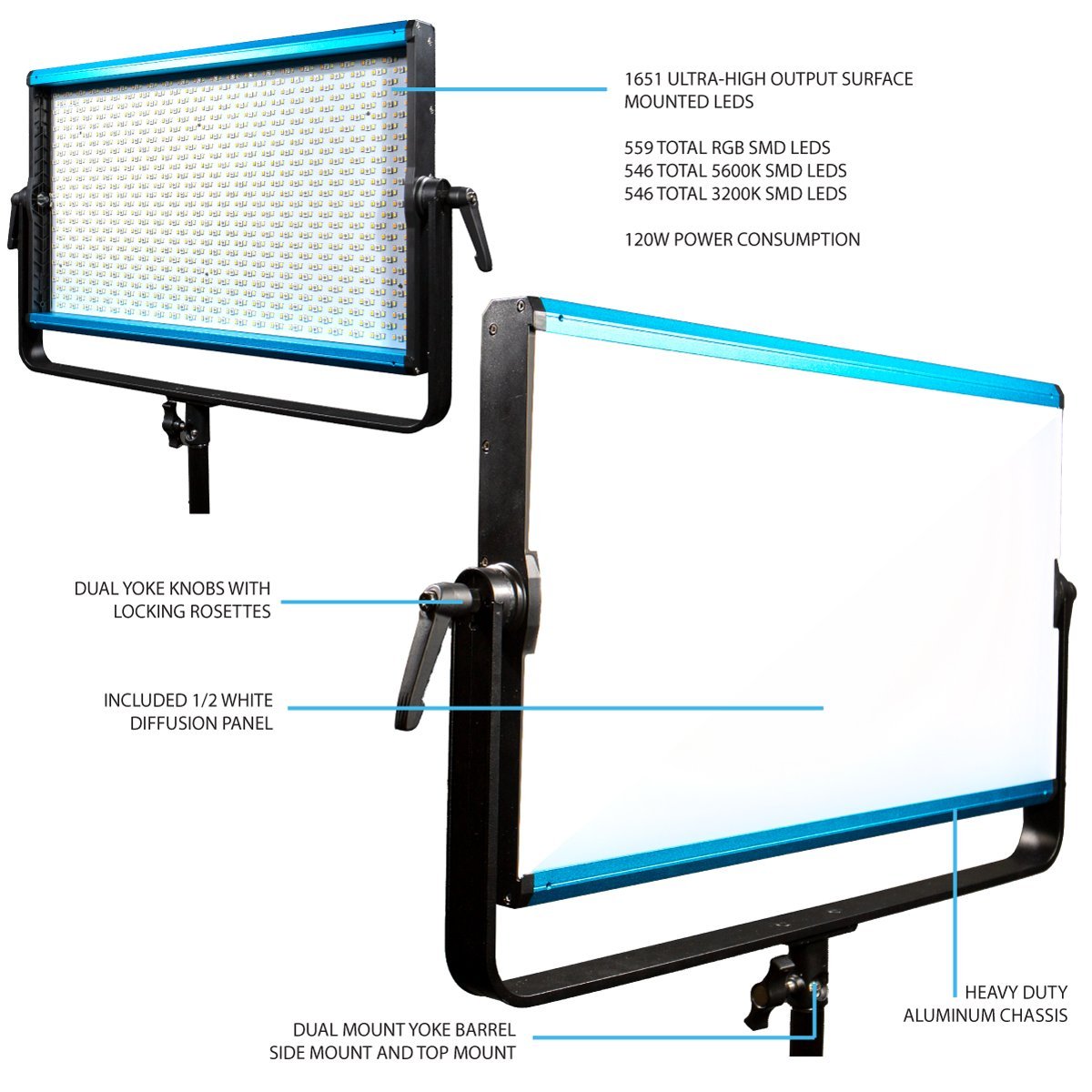 Dracast X Series LED2000 RGB and Bi-Color LED Video Light Panel - view 2