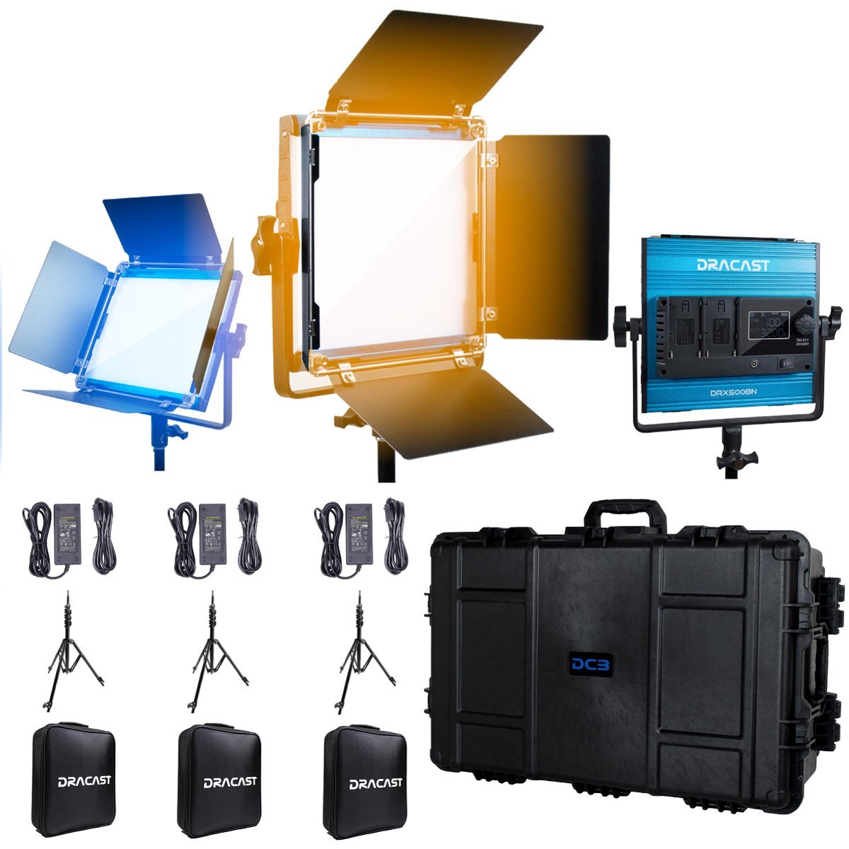 Dracast X Series LED500 Bi-Color LED 3 Light Kit with Injection Molded Travel Case - view 2
