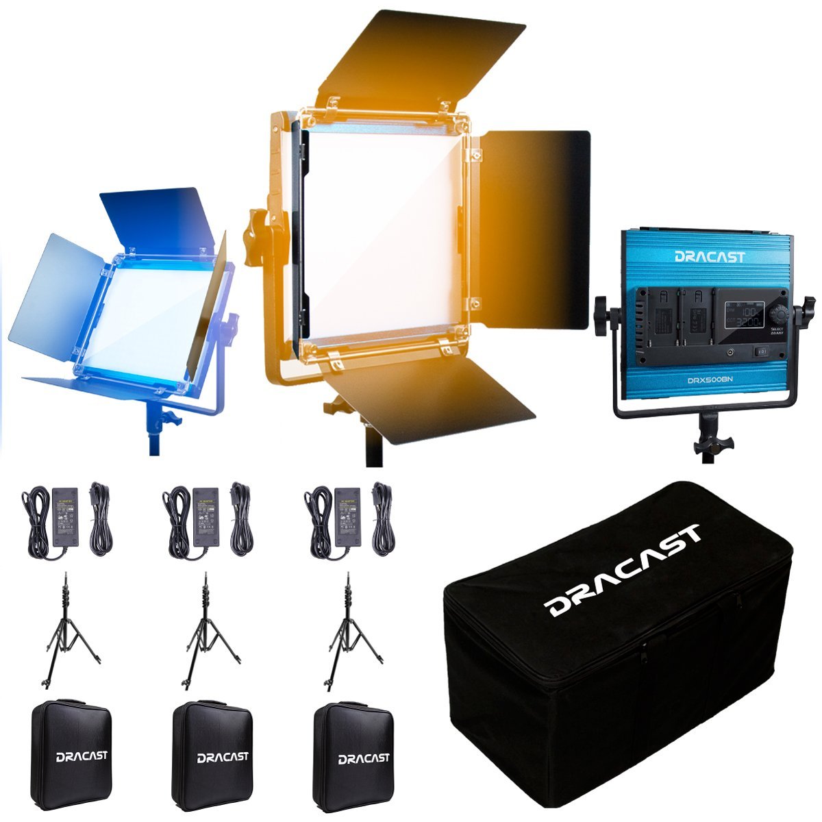 Dracast X Series LED500 Bi-Color LED 3 Light Kit with Nylon Padded Travel Case - view 2