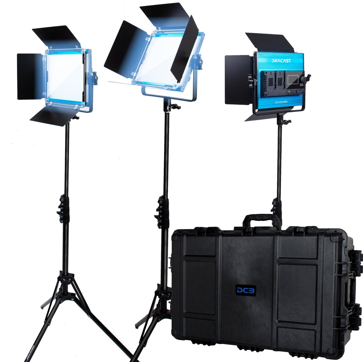 Dracast X Series LED500 Daylight LED 3 Light Kit with Injection Molded Travel Case product image