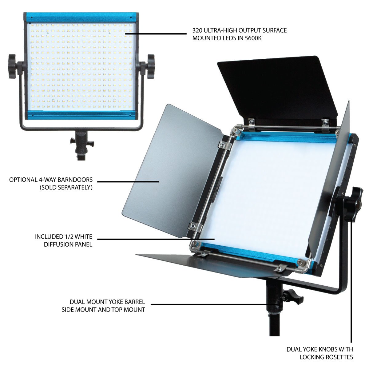 Dracast X Series LED500 Daylight LED Video Light Panel with Dual NP-F Battery Plate - view 3