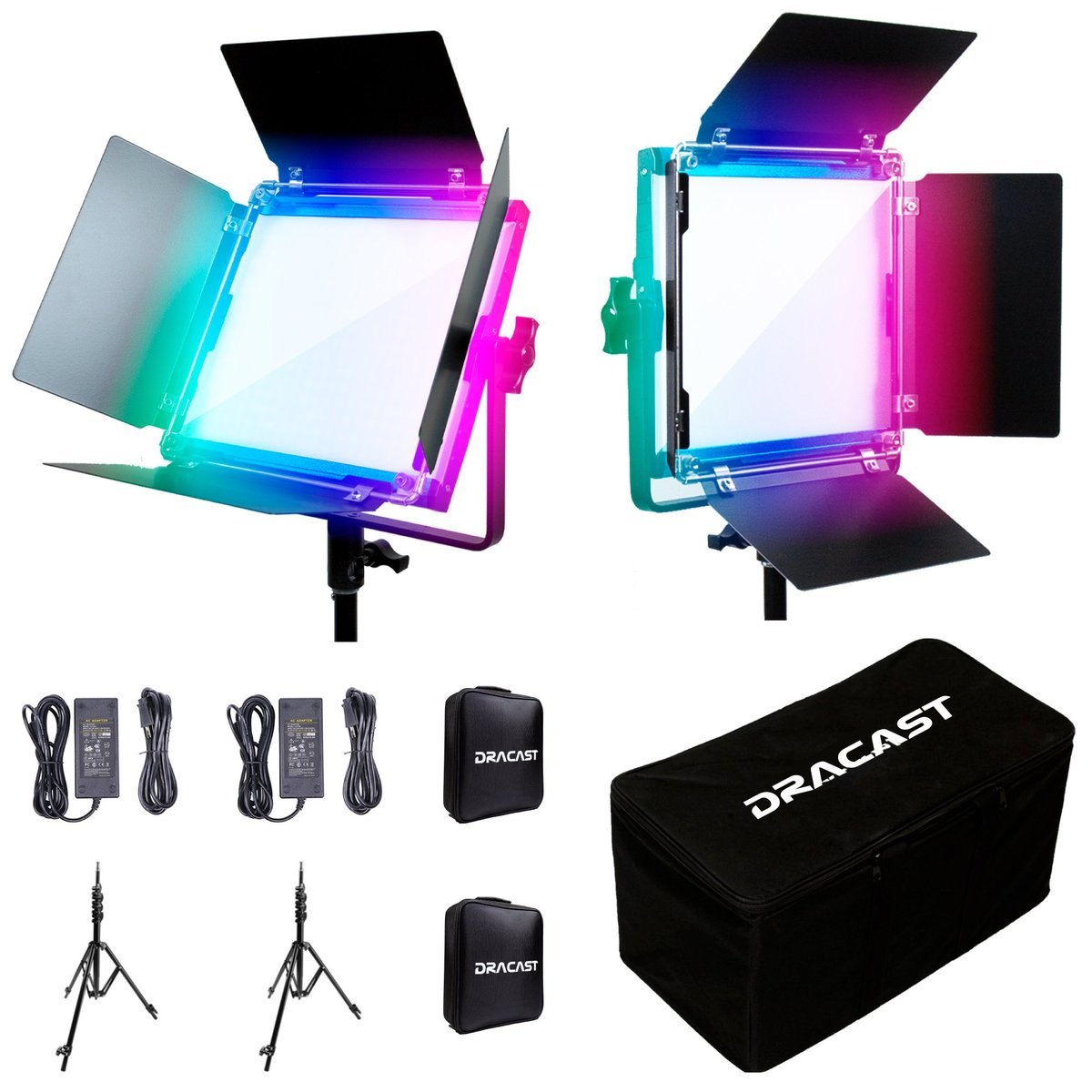 Dracast X Series LED500 RGB and Bi-Color LED 2 Light Kit with Nylon Padded Travel Case - view 2