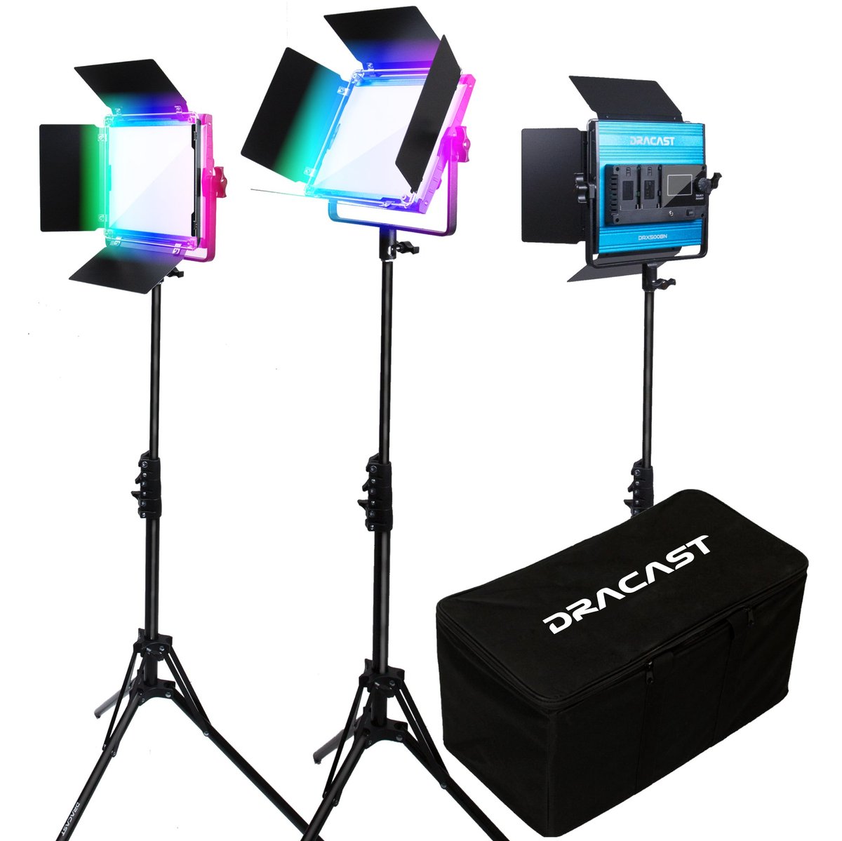 Dracast X Series LED500 RGB and Bi-Color LED 3 Light Kit with Nylon Padded Travel Case product image