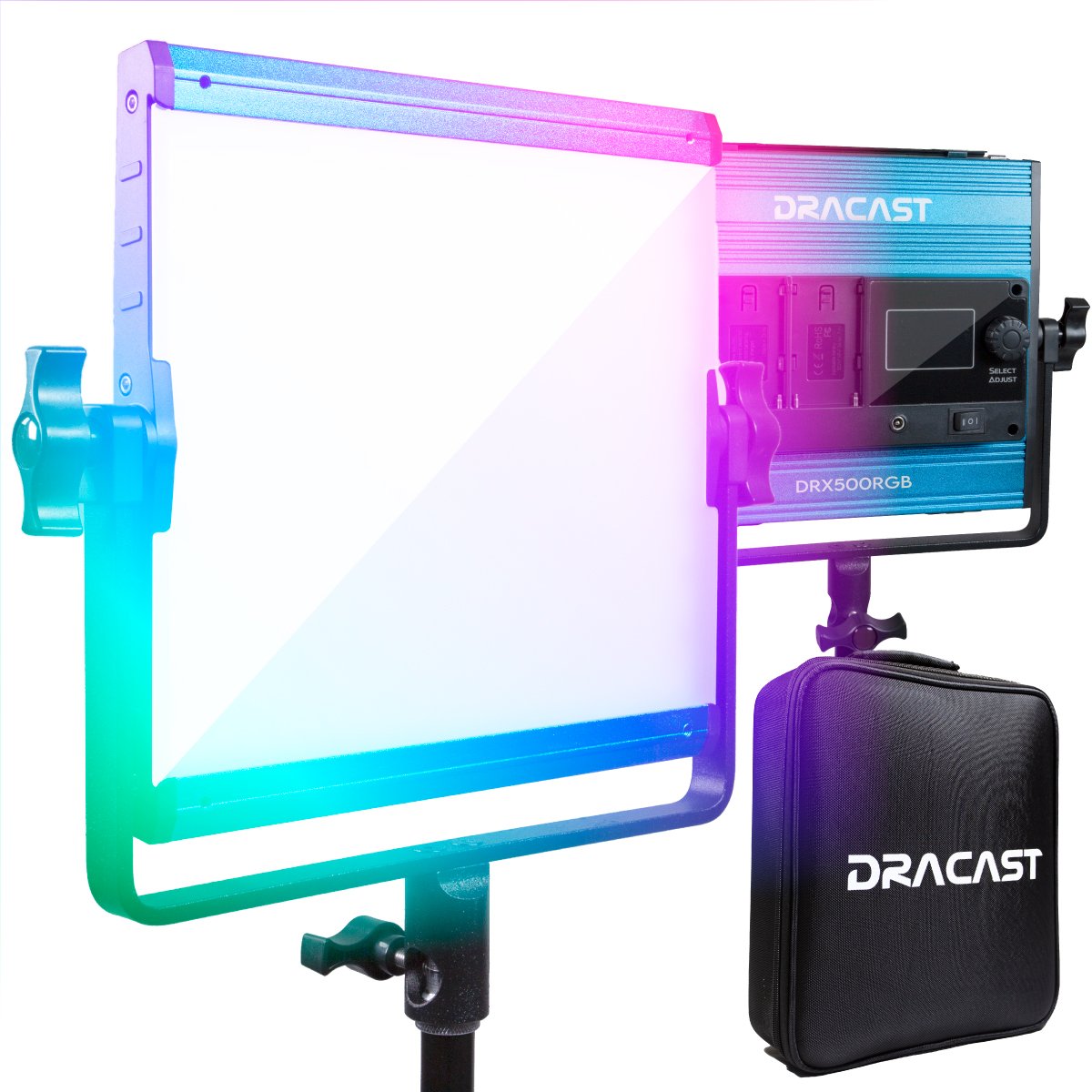 Dracast X Series LED500 RGB and Bi-Color LED Video Light Panel with Dual NP-F Battery Plate product image