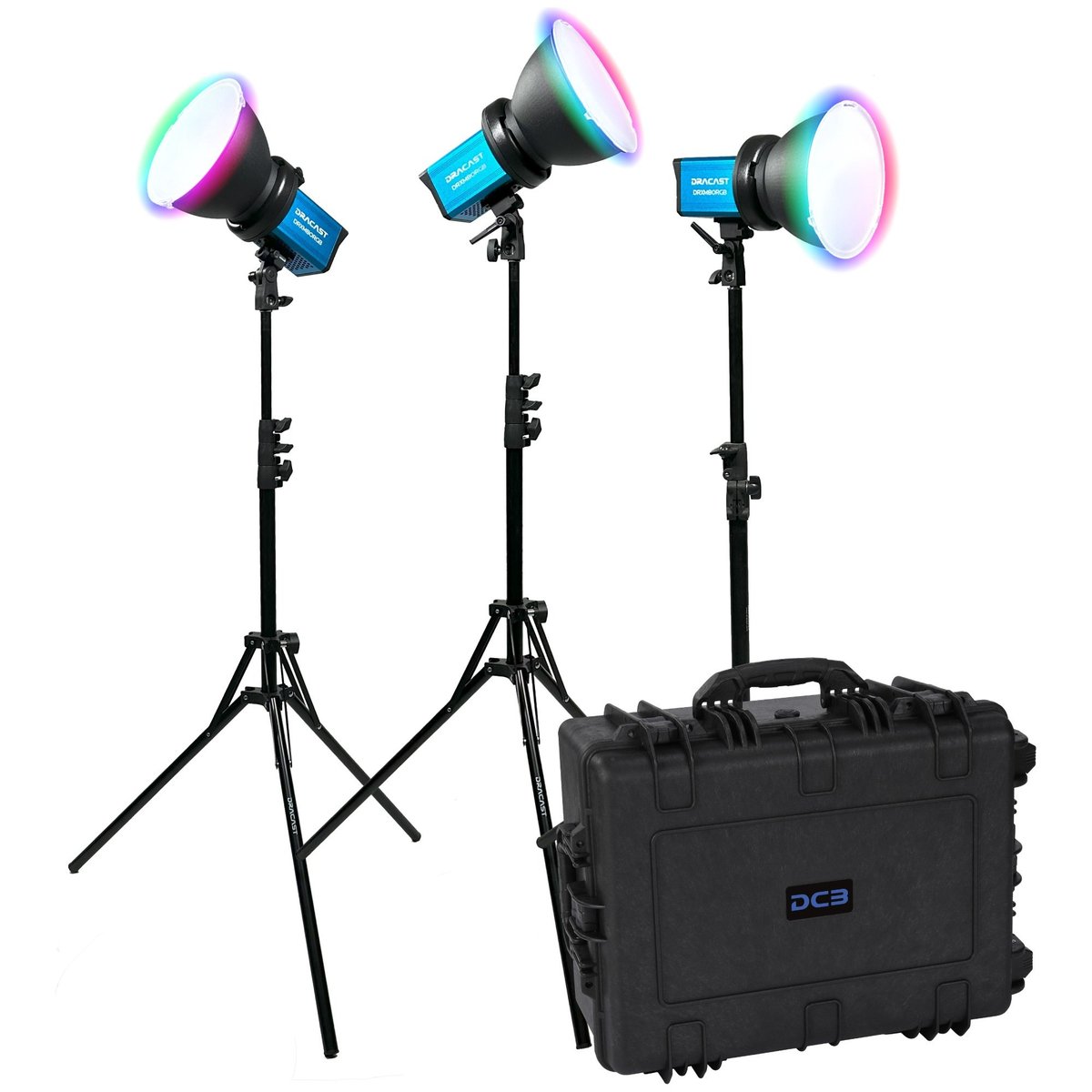 Dracast X Series M80 RGB and Bi-Color LED 3 Light Kit with Injection Molded Travel Case product image