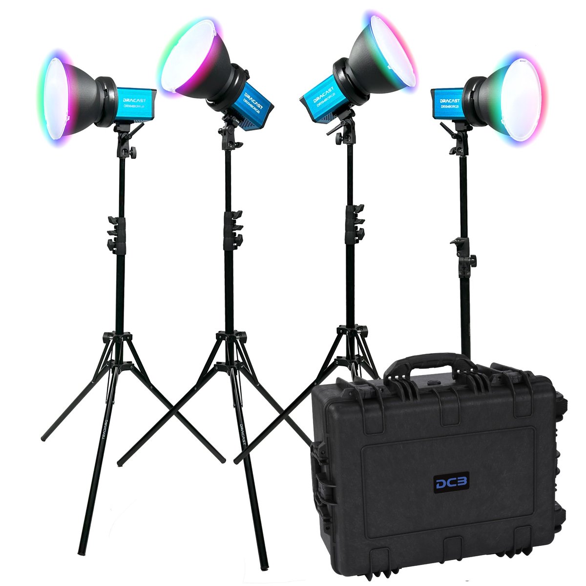 Dracast X Series M80 RGB and Bi-Color LED 4 Light Kit with Injection Molded Travel Case product image