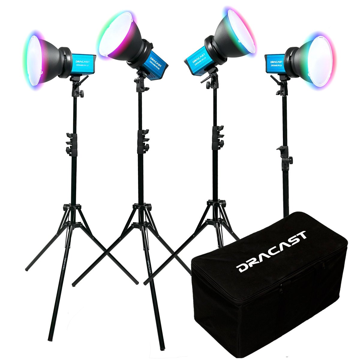 Dracast X Series M80 RGB and Bi-Color LED 4 Light Kit with Nylon Padded Travel Case product image