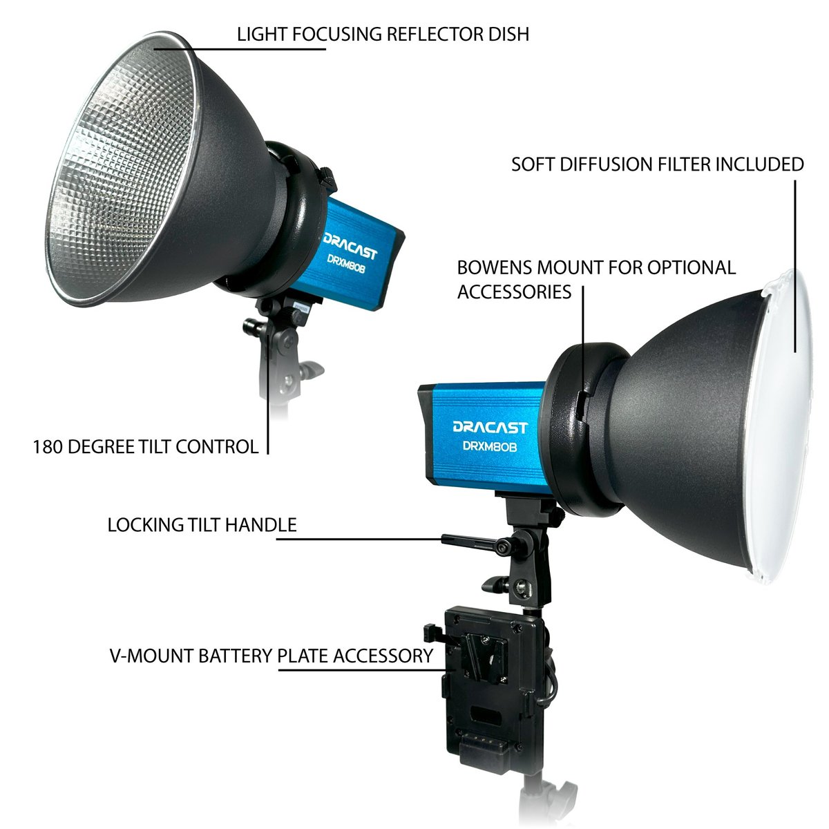 Dracast X Series M80 RGB and Bi-Color LED Point Source Monolight - view 2
