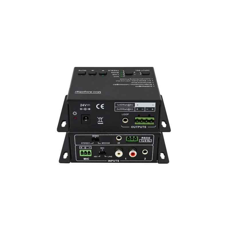 DVDO AA2x20W-1 2x20W Class-D Audio Amplifier with Mic Mixer
