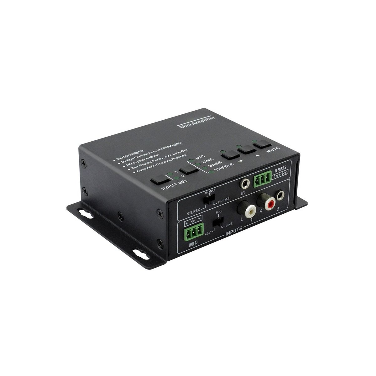 DVDO AA2x20W-1 2x20W Class-D Audio Amplifier with Mic Mixer - view 3