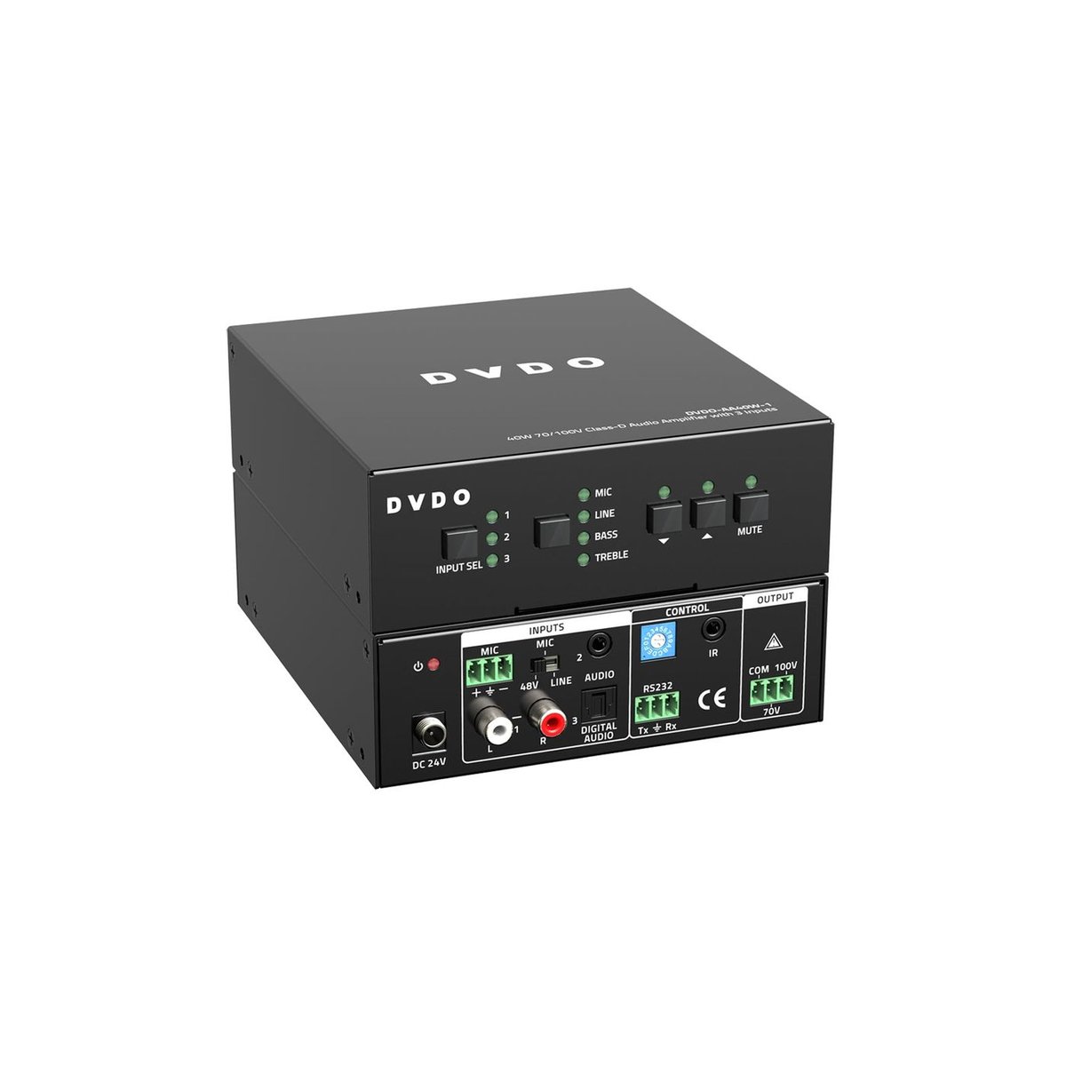 DVDO AA40W-1 40W 70V/100V Class-D Audio Amplifier with Ducking - view 3