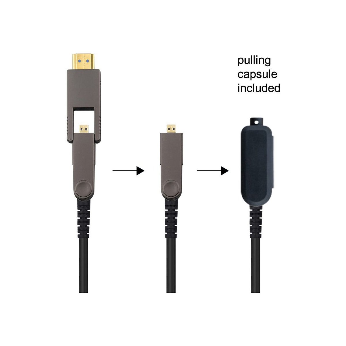 DVDO HDMIAOCPLDH1 Plenum Rated 4K HDMI 2.0 AOC Fiber Cable with Detachable Heads - view 3