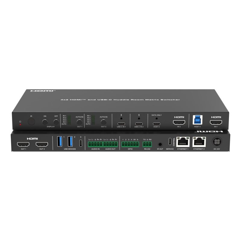 DVDO USBC-HDMI-PS-42-XL 4K 4x2 Presentation Switcher with USB-C & HDMI Inputs, Audio Input & Output, 2 LAN Ports product image