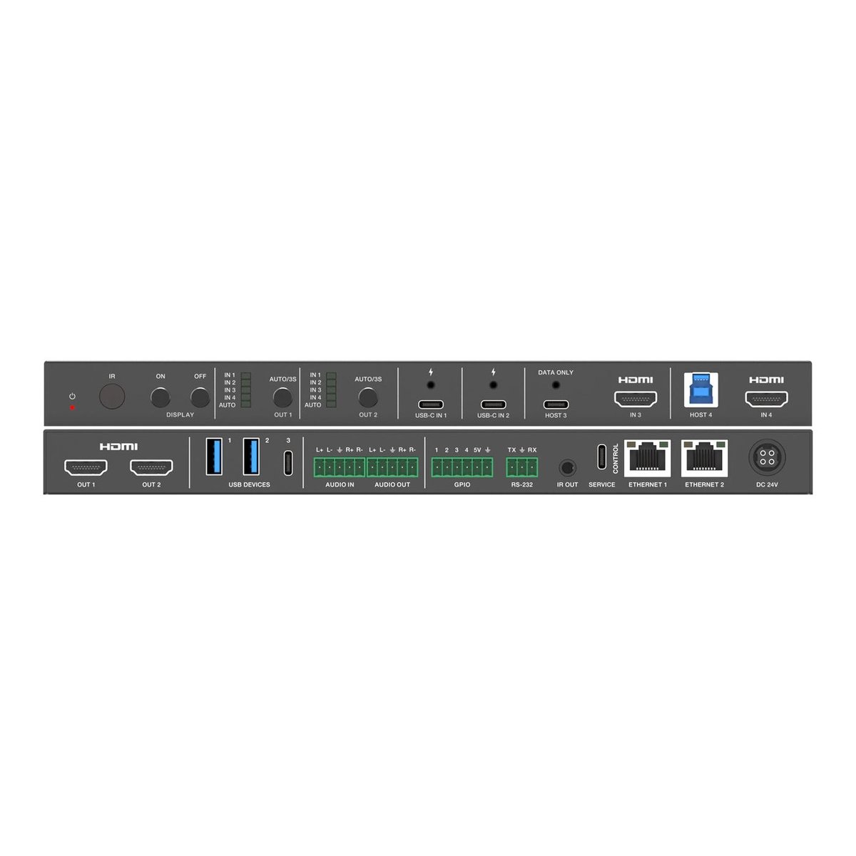 DVDO USBC-HDMI-PS-42-XL 4K 4x2 Presentation Switcher with USB-C & HDMI Inputs, Audio Input & Output, 2 LAN Ports - view 3