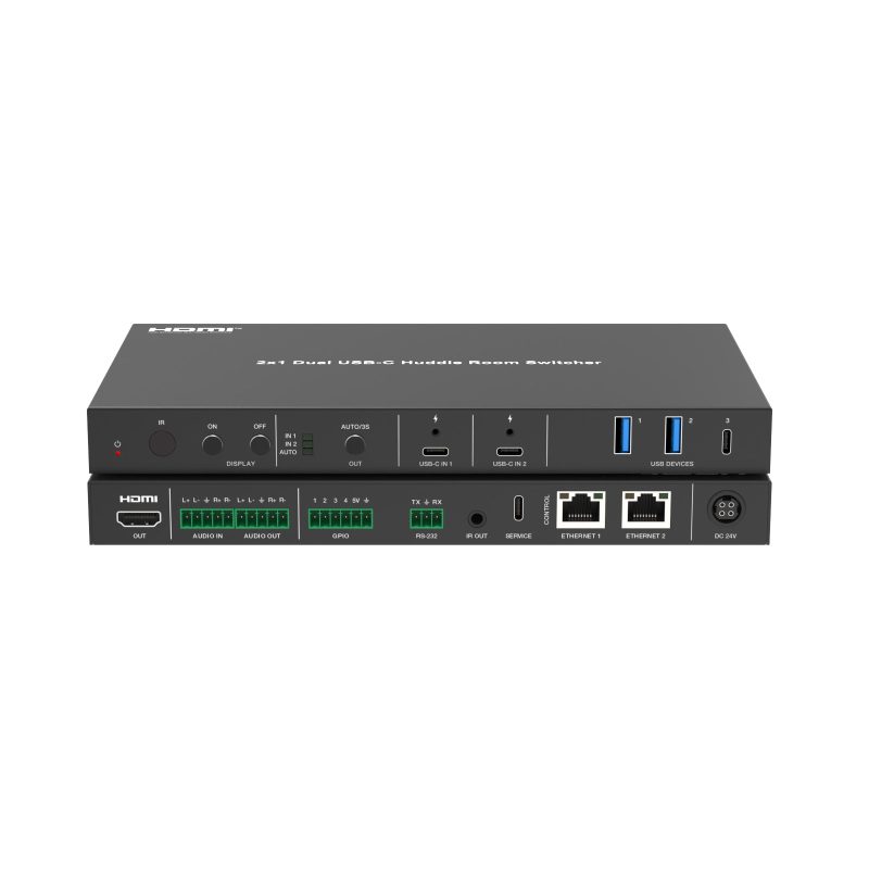 DVDO USBC-PS-21-XL 4K 2x1 Presentation Switcher with USB-C Inputs, Audio Input & Output, 2 LAN Ports product image