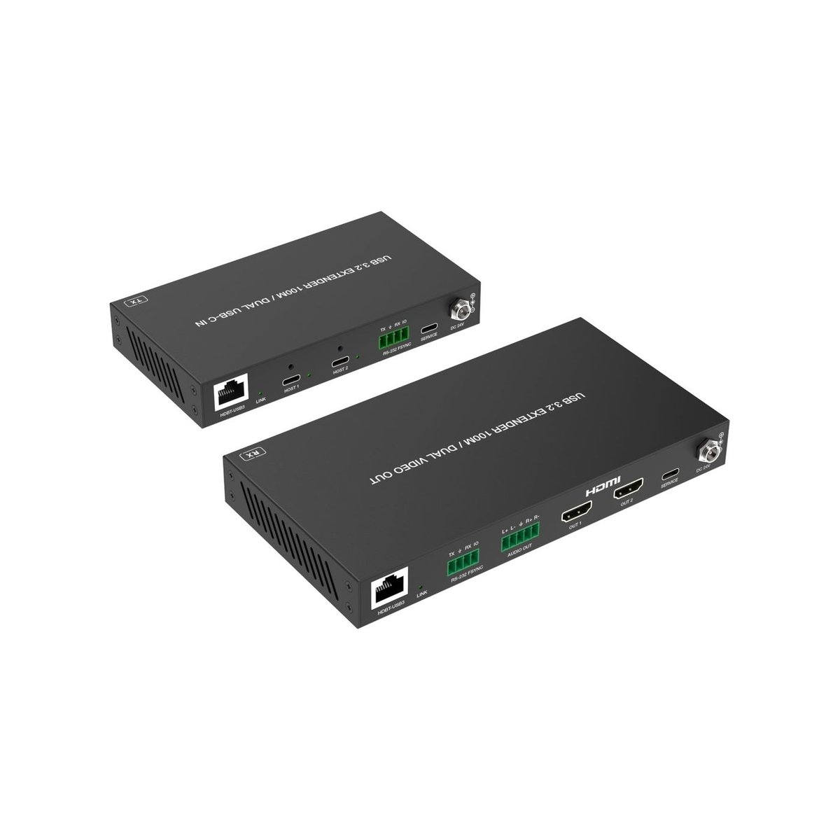 DVDO Xtend-2USBC-2HDMI-100 2-Host USB-C & USB 3.2 Gen 1 100m Extender over HDBaseT with 2 HDMI Outputs (Tx/Rx) - view 4
