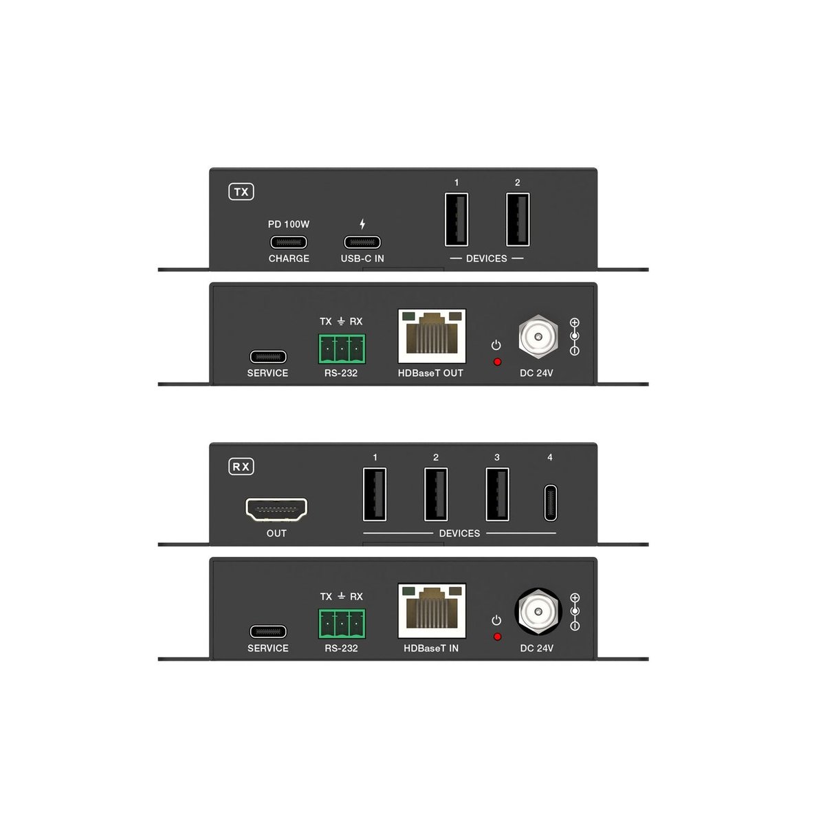 DVDO Xtend-USBC-70 USB-C (DP Alt Mode) to HDMI 70m Extender over HDBaseT with USB (Tx/Rx) - view 3