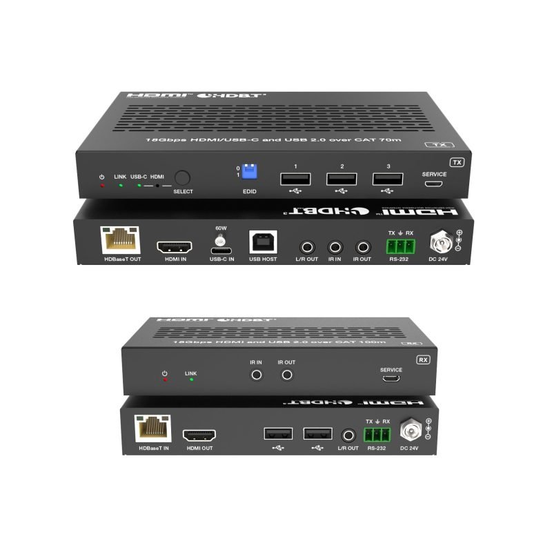 DVDO Xtend-USBC-HDMI-70 4K60 HDMI & USB-C (DP Alt Mode) 70m Extender Over HDBaseT with USB (Tx/Rx)