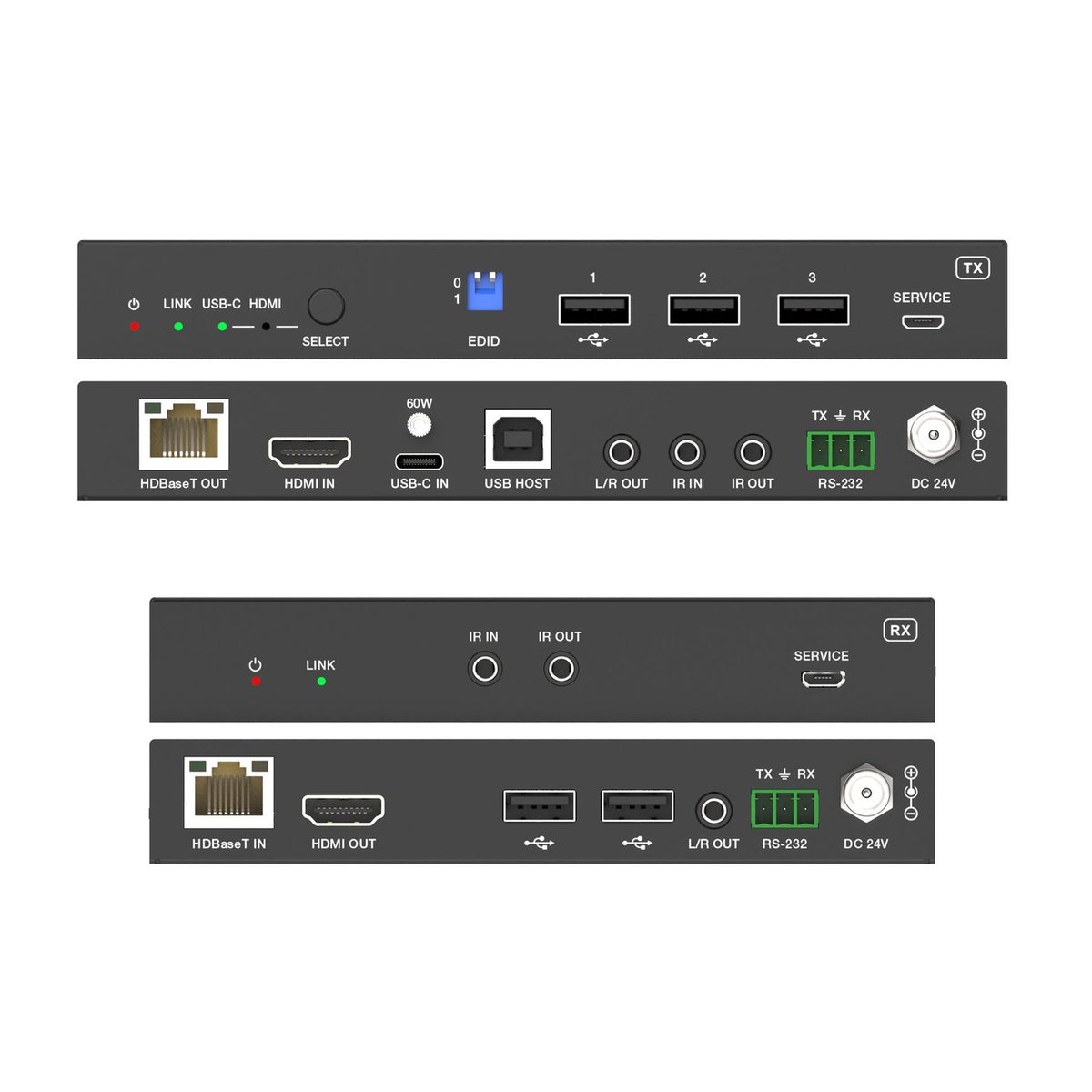 DVDO Xtend-USBC-HDMI-70 4K60 HDMI & USB-C (DP Alt Mode) 70m Extender Over HDBaseT with USB (Tx/Rx) - view 3
