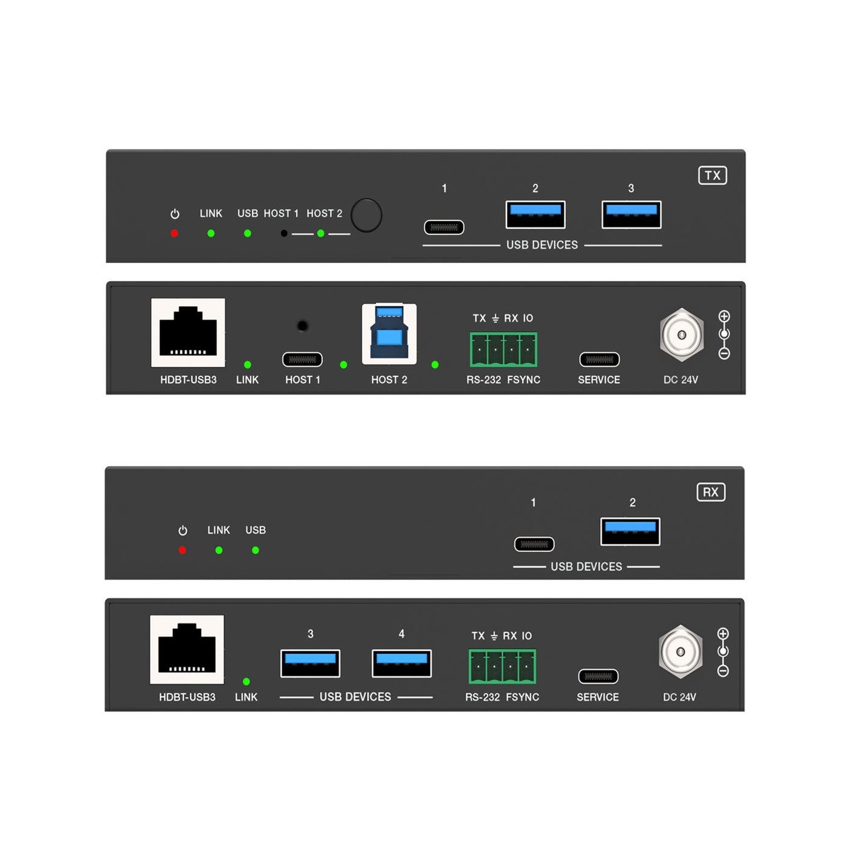 DVDO Xtend-USBC-USB-BB-1 2-Host USB-C & USB 3.2 Gen 1 100m Extender over HDBaseT - view 3