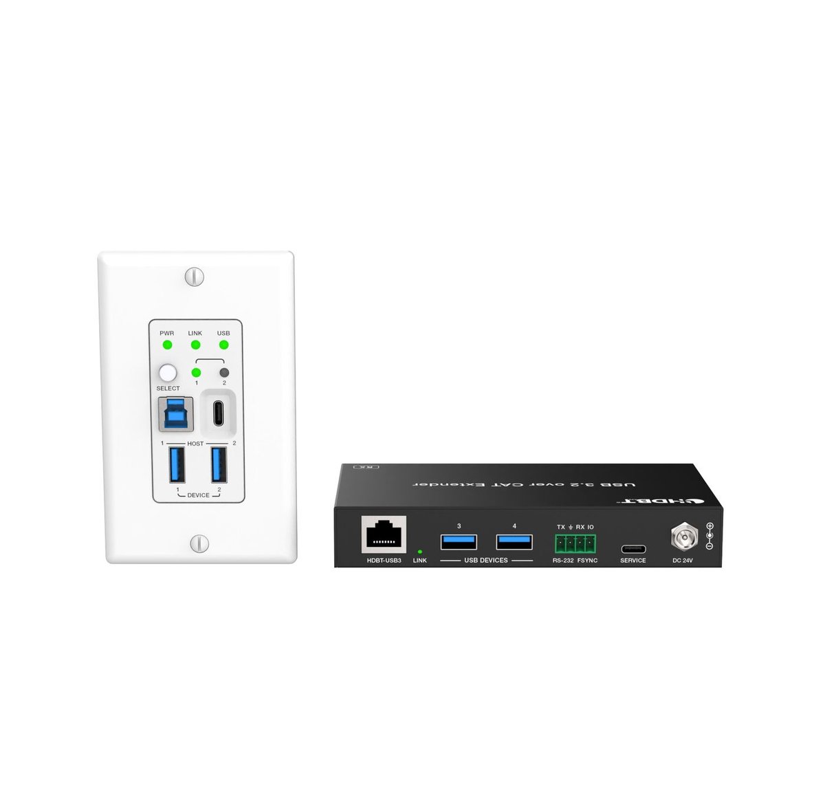DVDO Xtend-USBC-USB-WB-1 2-Host USB-C & USB 3.2 Gen 1 100m Extender over HDBaseT - view 3