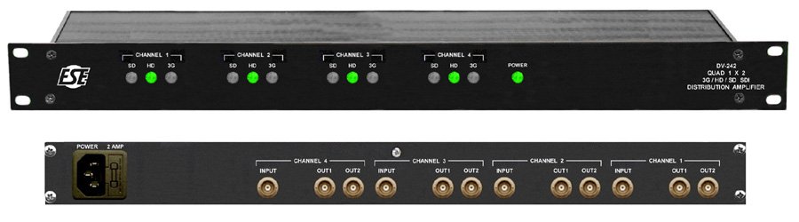ESE DV-242 SDI Quad 1x2 Reclocking Distribution Amplifier