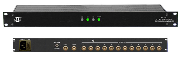 ESE DV-212 1x12 3G/HD/SD-SDI Rack-Mount Reclocking Distribution Amplifier