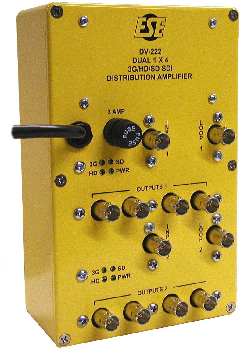 ESE DV-222 Dual 1x4 3G/HD/SD-SDI Reclocking Distribution Amplifier
