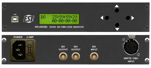 ESE HD-455/SD/1 SMPTE/EBU Time Code Reader / HD & SD SDI Video Inserter
